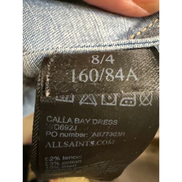 ALLSAINTS Women's Calla Bay Chambray Calla Bay Linen Blend Shirt Dress Beach 4 - Picture 7 of 16